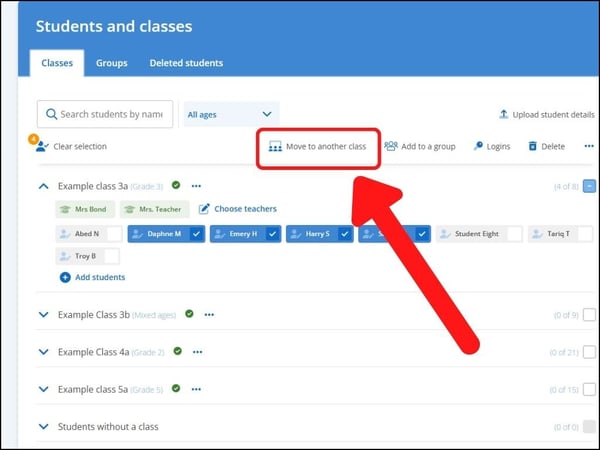 Support move students to another class