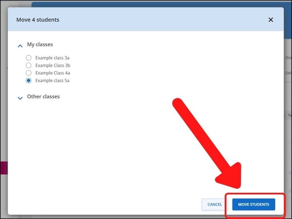 Support select class to move students to
