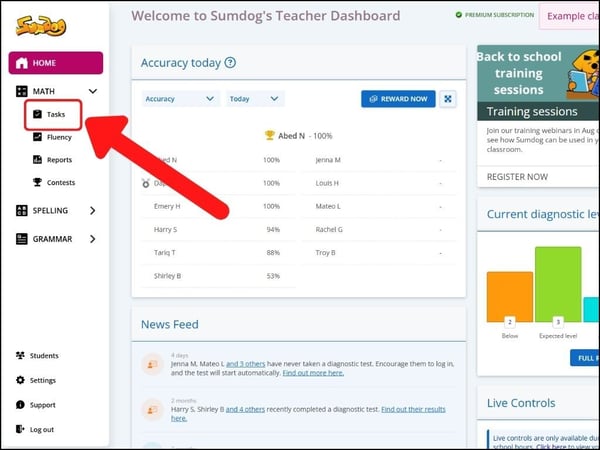 Support_Dashboard_MathsTasks