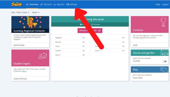 teacher dashboard settings