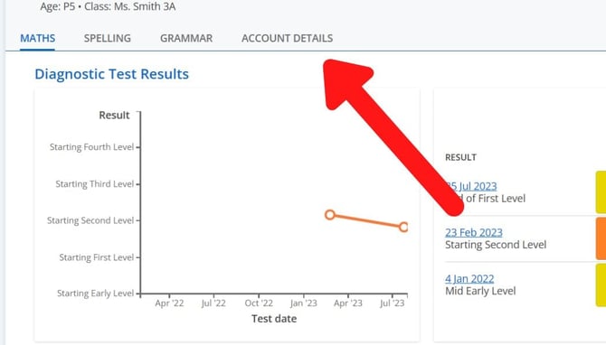 account details tab