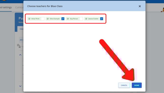 choose teachers for class