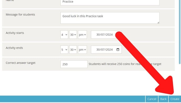 create parent practice task