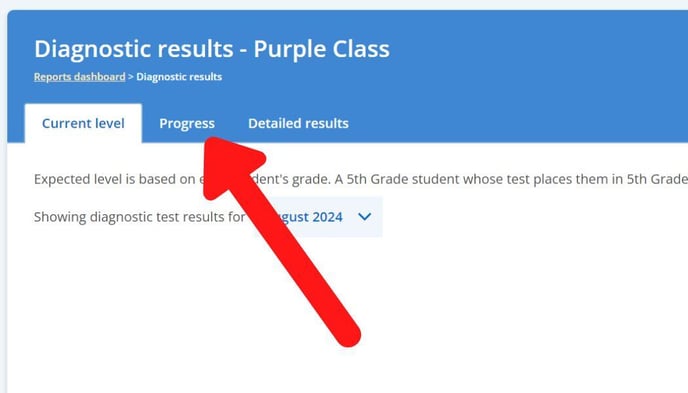 diagnostic results progress tab