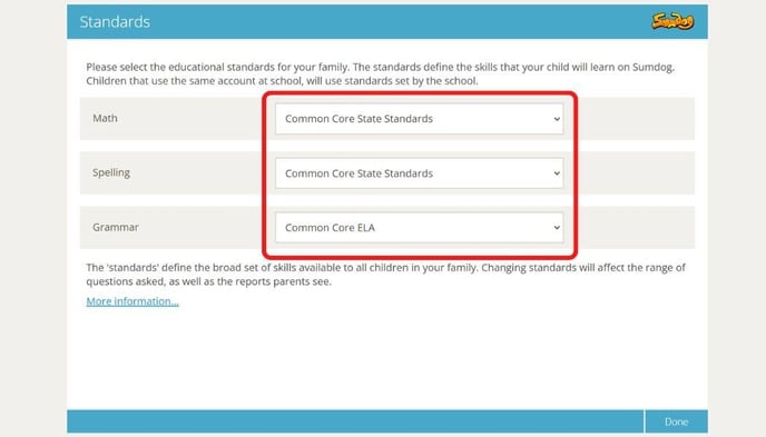 educational standards parent account