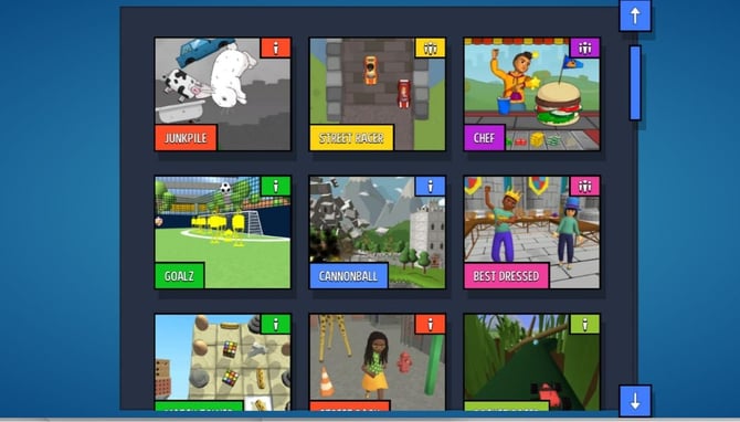 game selector page