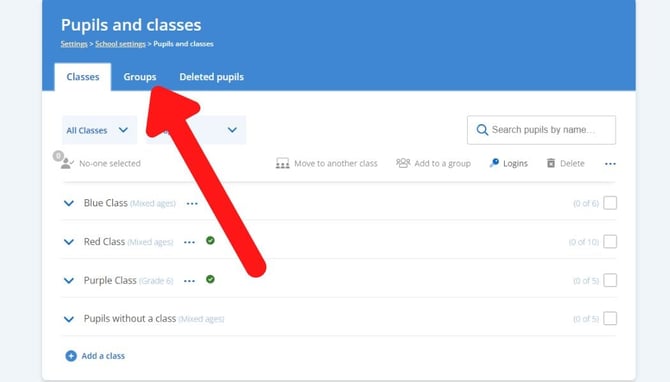 groups tab