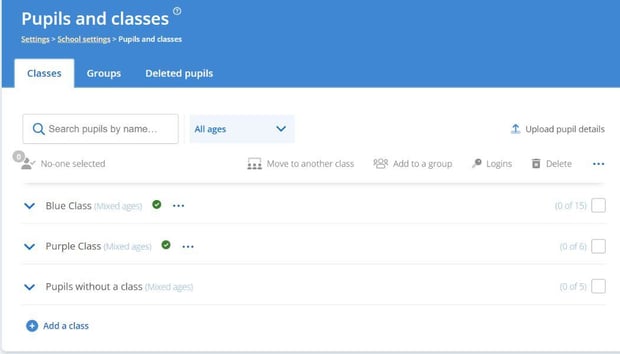 manage students page