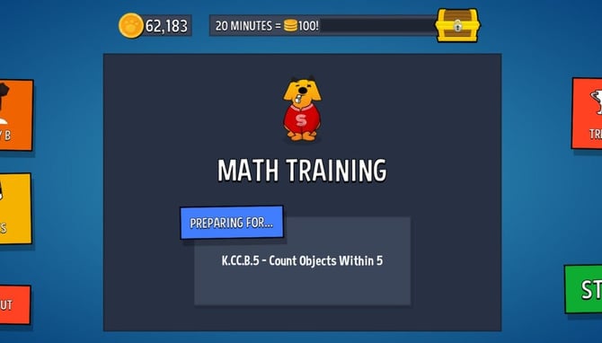 math training on the student dashboard