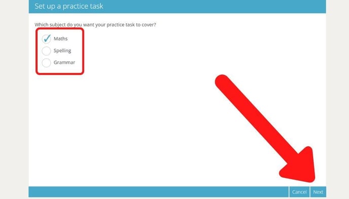 maths practice choose subject