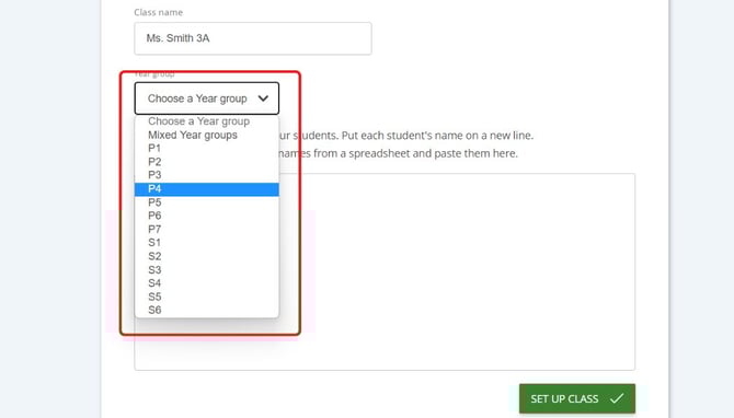 new class year group dropdown
