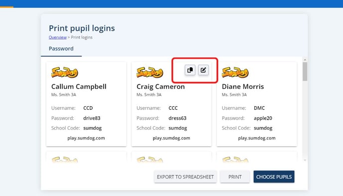 How do I find and share my students' login details?