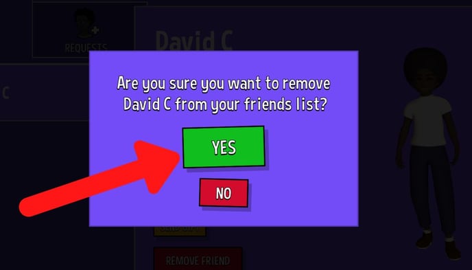 remove friend popup