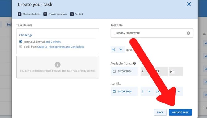 update spelling task